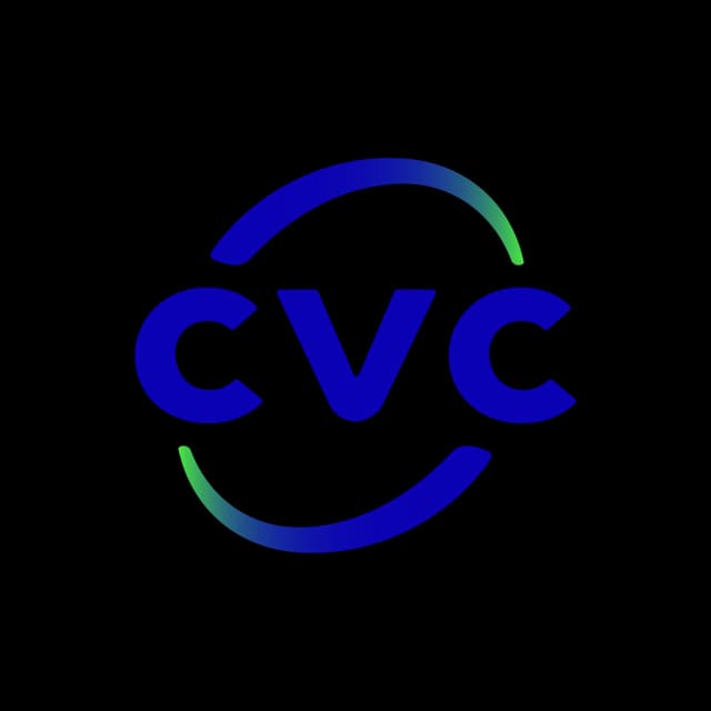 Logo CVC Logo da CVC com círculos azuis em volta das letras C, V e C