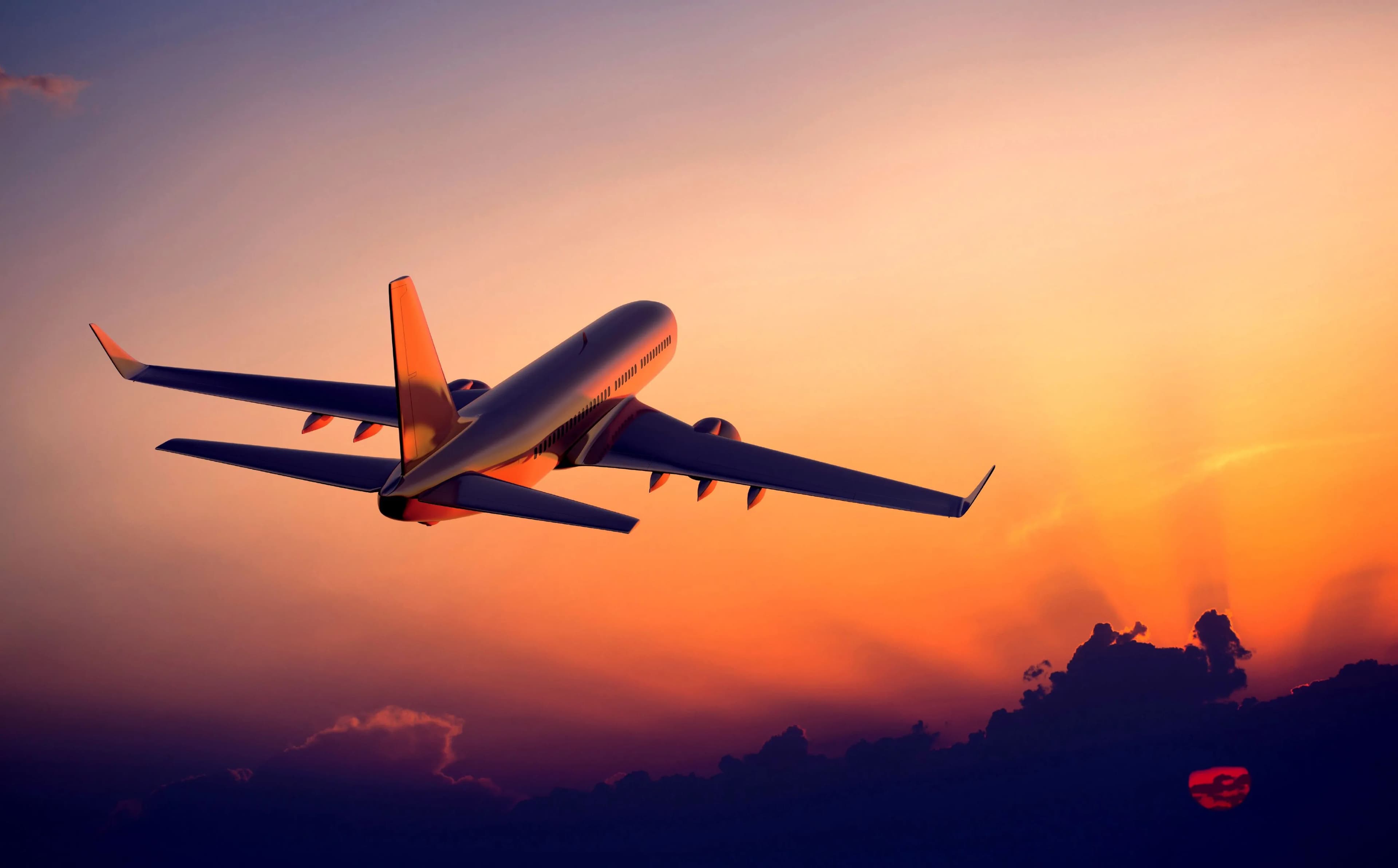 CVC Wallpaper Um avião no pôr do sol decolando